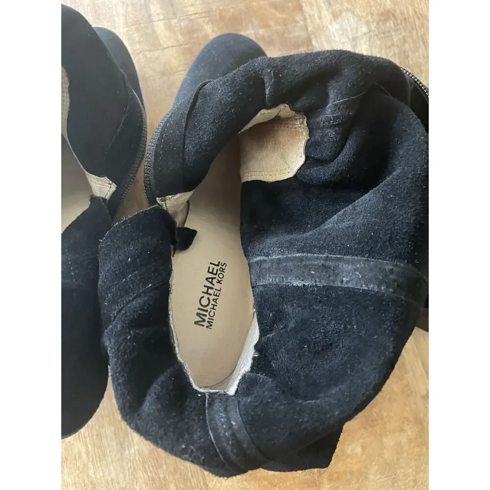 Michael Kors Harness Knee High Suede Black Boots - SIZE 7.5